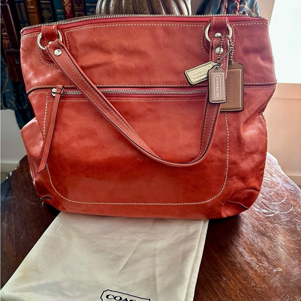 Coach Salmon Leather Shoulder Bag